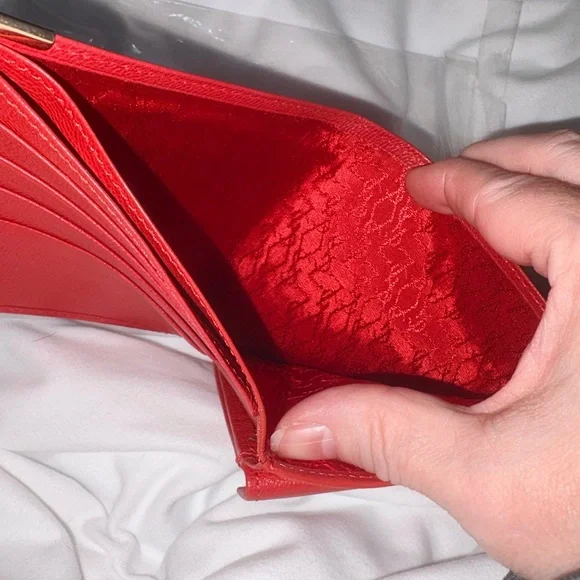 Yves Saint Laurent Red Leather Wallet NOT going lower. Will relist @ $260 soon - Picture 2 of 10